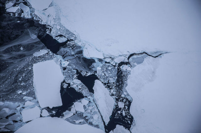 Antarctic sea ice seen from plane