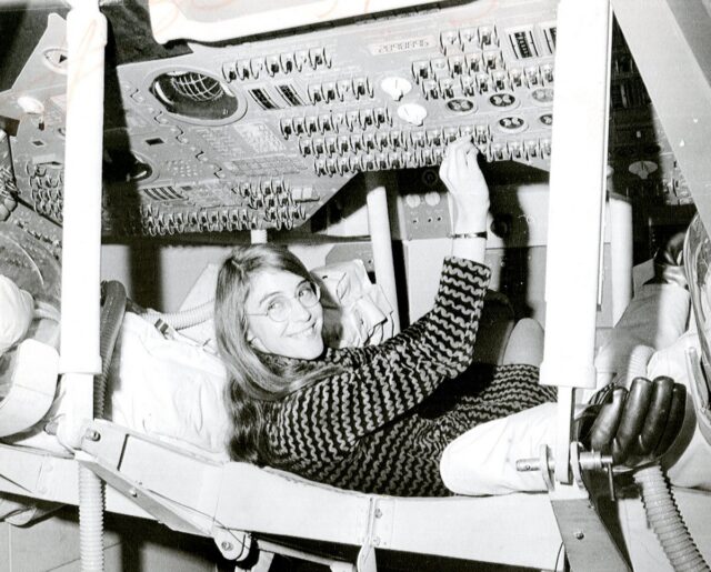 Hamilton during her time as lead Apollo flight software designer