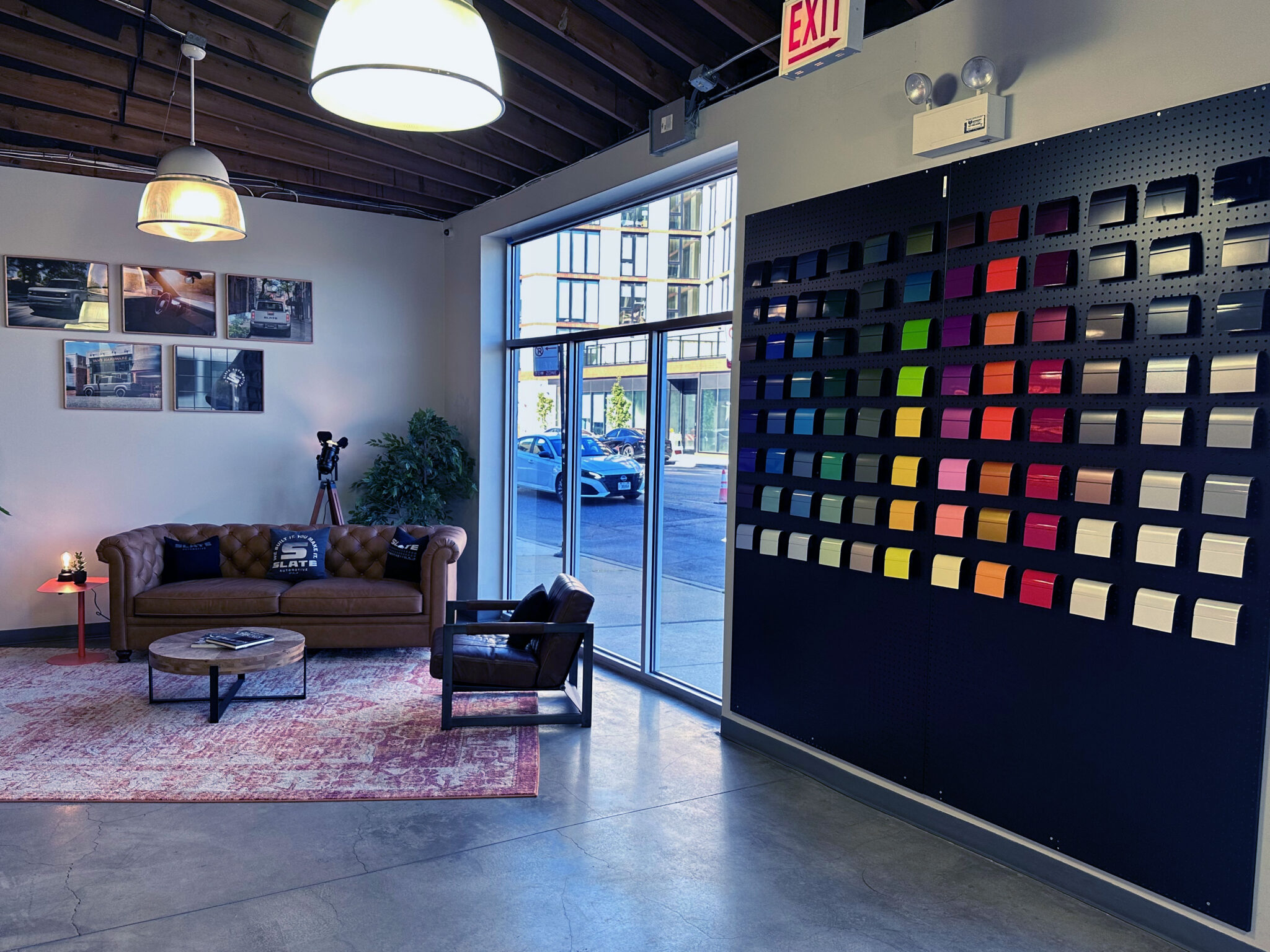 PIcture of couch and color chips.