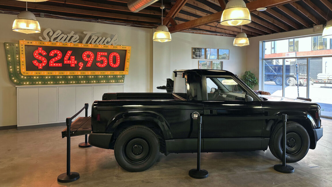 Visiting Slate’s first showroom as its $25,000 electric truck nears production