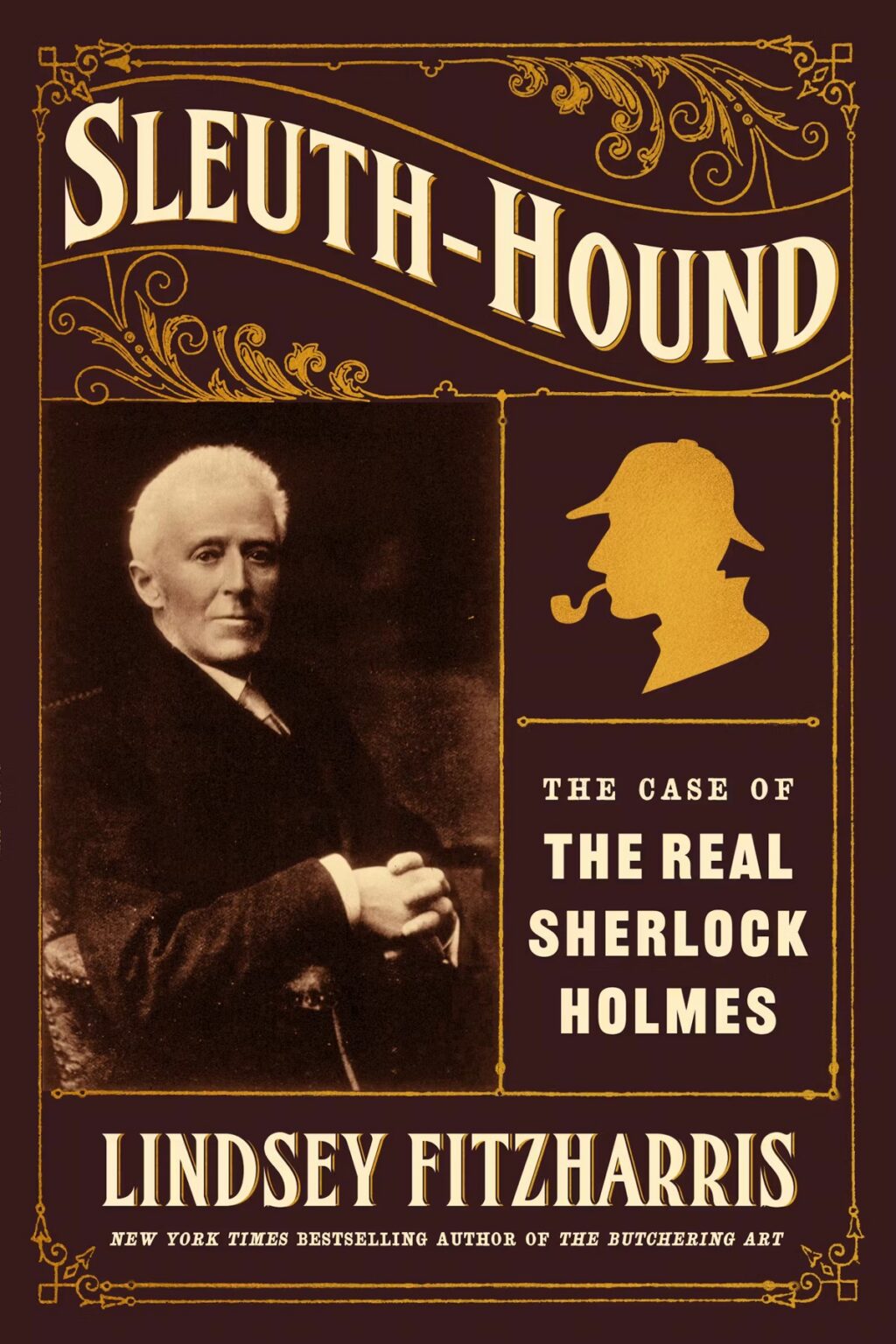 book cover art showing Joseph Bell opposite a silhouette of Sherlock Holmes