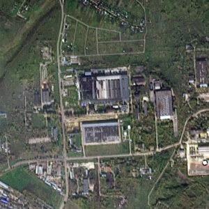A satellite image showing damage to an AI data center owned by the Russian tech giant Yandex in the Sasovo region of Russia.