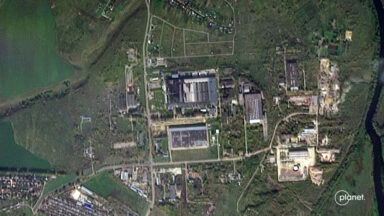 A satellite image showing damage to an AI data center owned by the Russian tech giant Yandex in the Sasovo region of Russia.