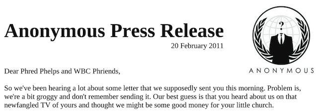 Part of the, err, slightly more official Anonymous press release