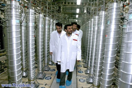 Iranian President Mahmoud Ahmadinejad during a tour of centrifuges at Natanz in 2008.