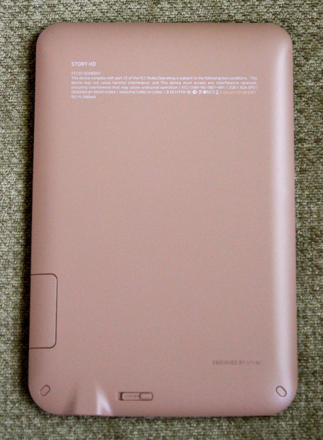 The back of the iriver Story HD
