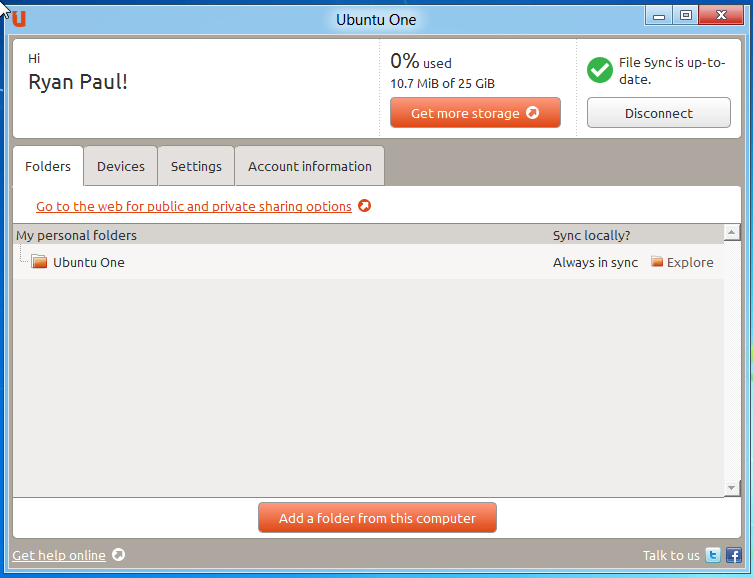 Handson new Ubuntu One cloud storage client for Windows Ars Technica