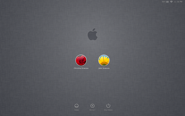 The new login screen in Lion is covered in the iOS linen texture.