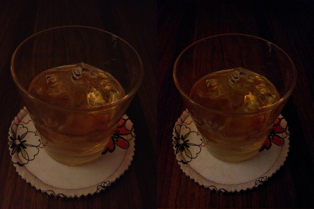 Left: iPhone 4S. Right: Samsung Galaxy SII, 1/15 f/2.6 ISO400.