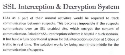 Paladion brochure: an overview of the company's SSL interception system