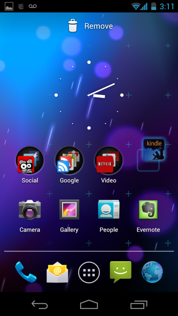 Moving an icon on the home screen