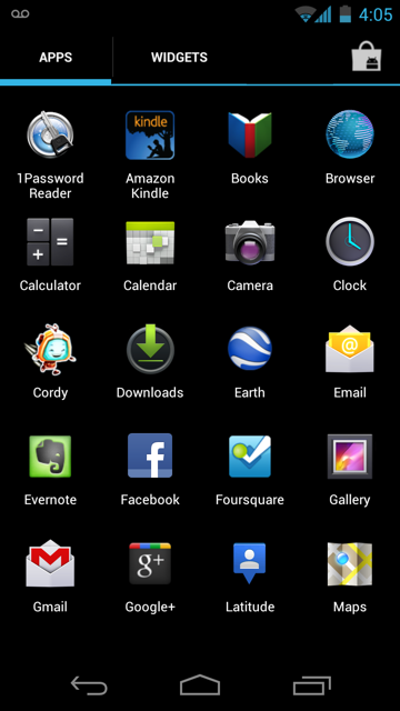 The new launcher interface in Android 4