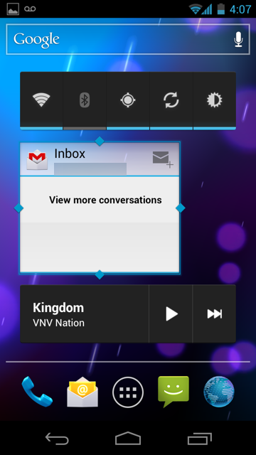 Resizing a Gmail home screen widget