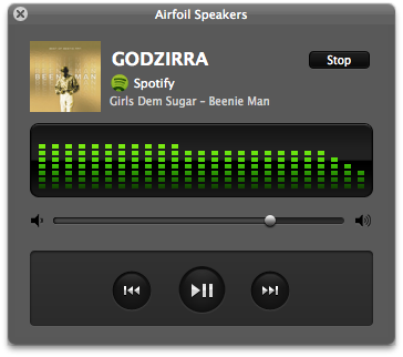 When you are receiving a stream via Airfoil Speakers, you even have a small level of control over the audio.