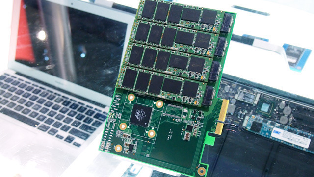 OWC had a prototype PCI card SSD on the show floor at CES. The product should launch sometime this year, giving Mac Pro users the first PCI Express SSD option.