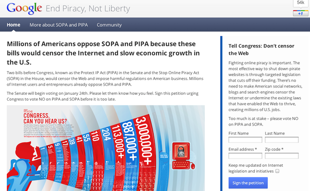 Google distinguishes: piracy needs to end, but can't take liberty down with it.