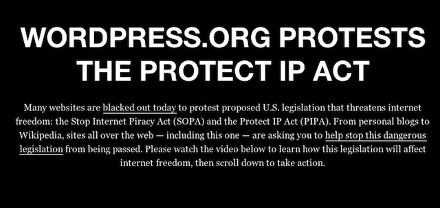 Wordpress's protest page