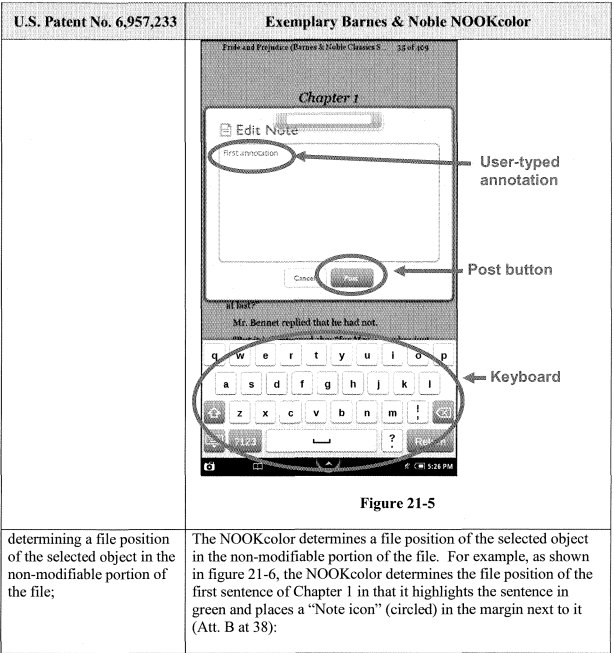 Screen capture from Microsoft's ITC complaint filed against Barnes &amp; Noble