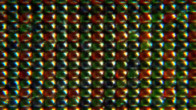 The Bayer pattern on a small video CCD at 600x magnification.