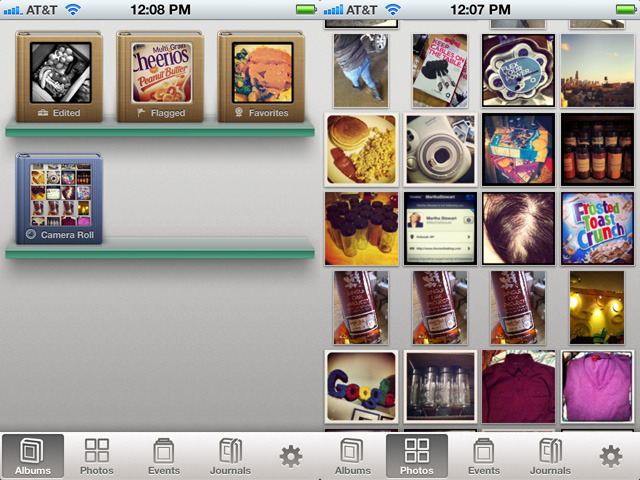 The album and photo views on the iPhone. It looks quite similar on the iPad.