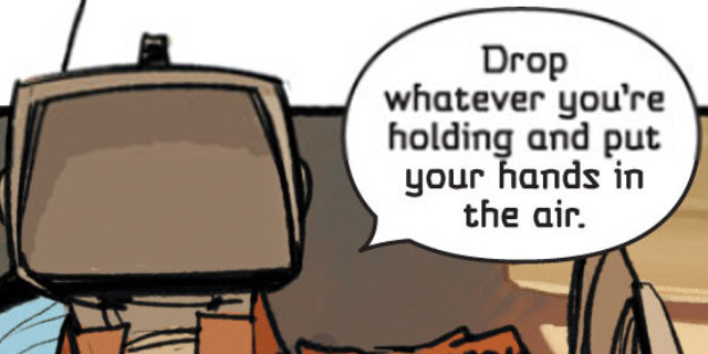 From Saga #1, horizontal layers of text from iPad 2 and new iPad at 2048 by 1536