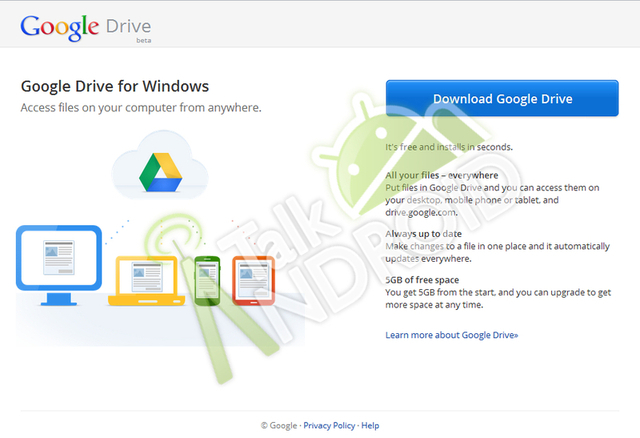 Purported leaked screenshot of Google Drive download page