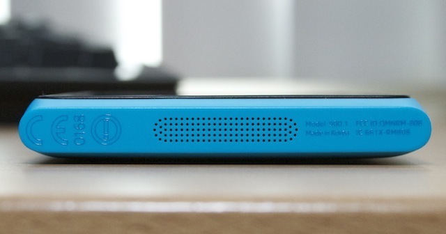 The bottom of the Lumia 900 with its speaker/microphone grate.