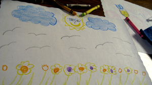 Actual clouds drawn with actual crayons