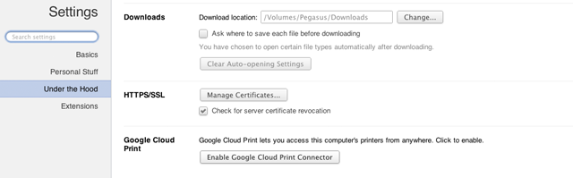 Setting up Cloud Print requires you to go under the hood.