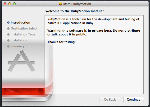 Installing the RubyMotion beta