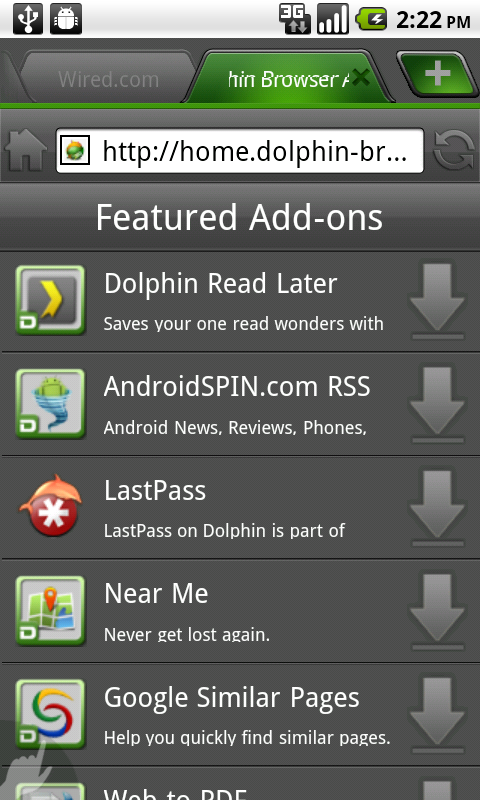 Dolphin HD's list of featured add-ons