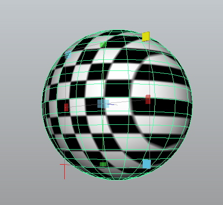A flat UV projection onto a sphere. A checker pattern is typically used to check for UV stretching.