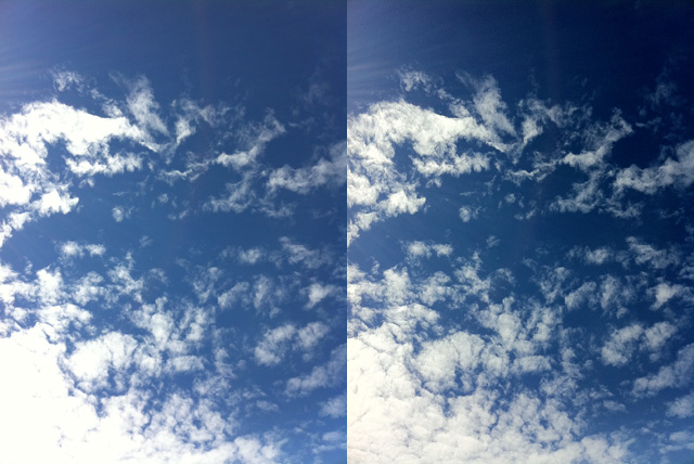 Clouds are a great subject for HDR experimentation. HDR image is to the right.