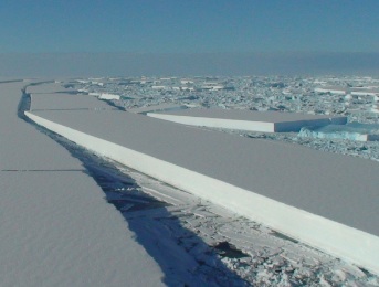 Aerial view of ice shelf collapse