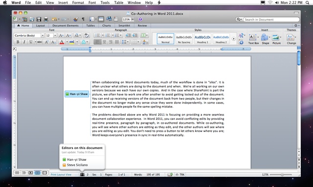 Microsoft Office 2011 MAC, Office Suite per MAC