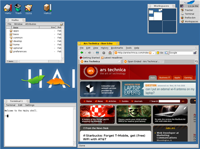 Firefox running on Haiku in VMware