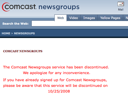 Lights out for Usenet access through Comcast | Ars Technica