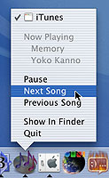 iTunes dock menu