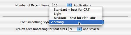 Font smoothing options