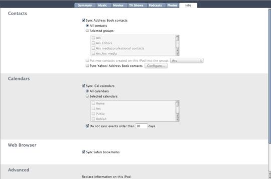 Extra sync options