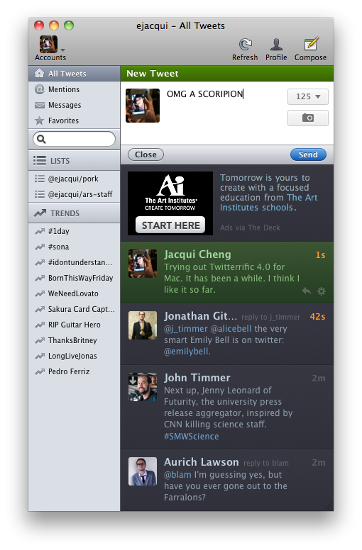 does twitterrific show ads