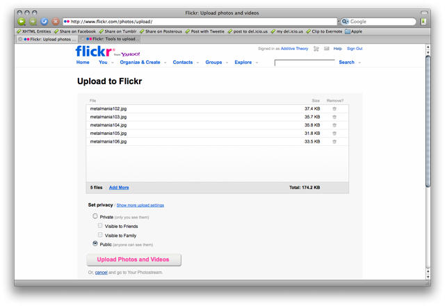 flickr uploadr uploading existing