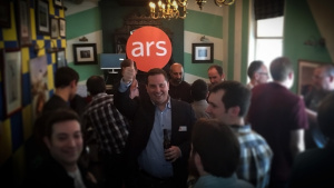 Editor in chief Ken Fisher at the inaugural Ars Technica UK community meetup. Look how much larger our events have become!