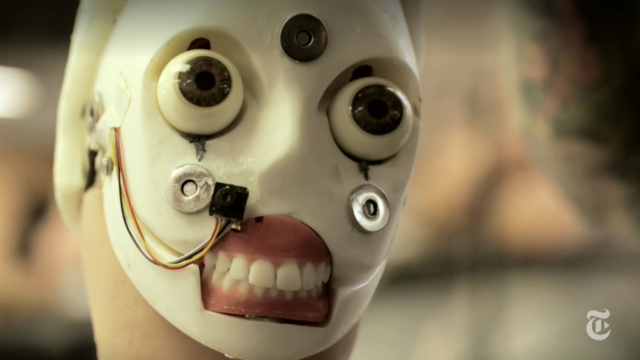 Prototype Realbotix head, with its silicone face removed. How's that for the stuff of nightmares?