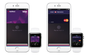 What Apple Pay looks like on the iPhone and Apple Watch.
