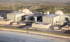 A render of the proposed Hinkley Point C nuclear power station.