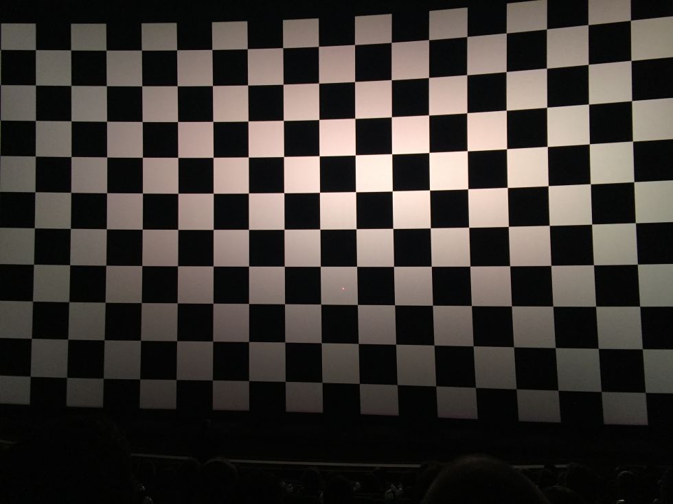 A chequerboard pattern showing the sharpness of the IMAX with laser system. Highlights and blacks are historically very difficult to accurately project using conventional DLP systems.