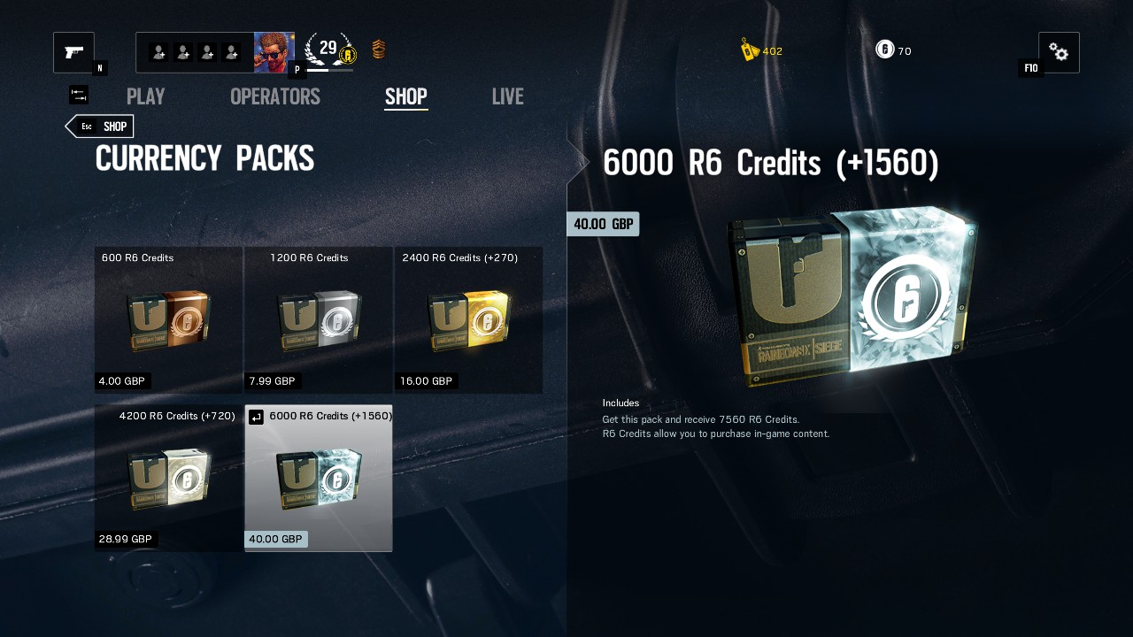 rainbow six siege shop