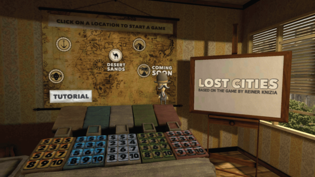 The main menu in <em>Lost Cities VR</em>.