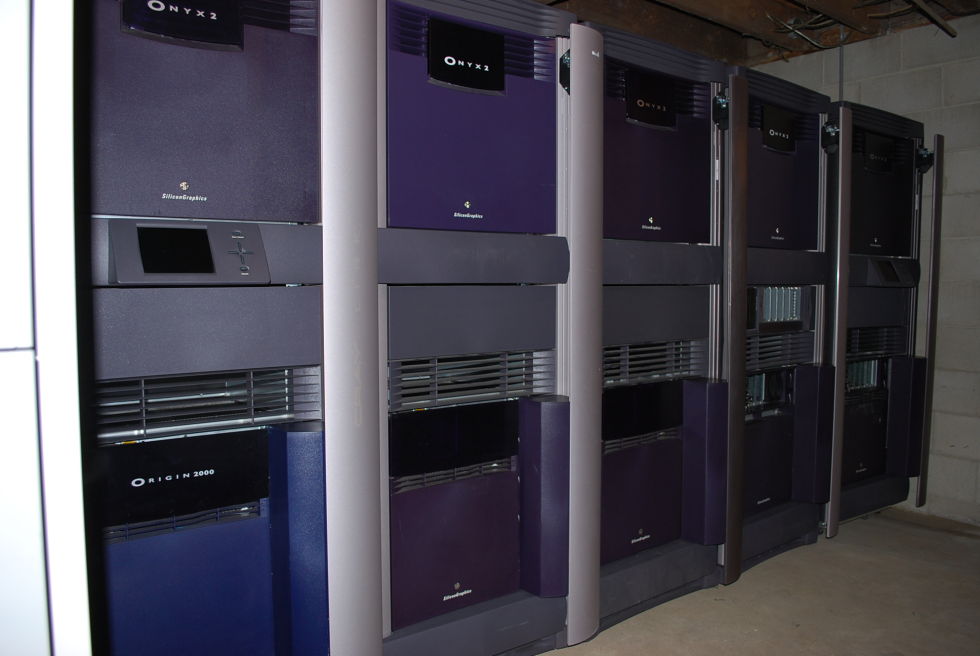 Racks of SGI Onyx2 systems. 